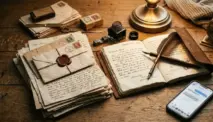 Surat-surat lama dan buku catatan yang menggambarkan gaya penulisan novel epistolari